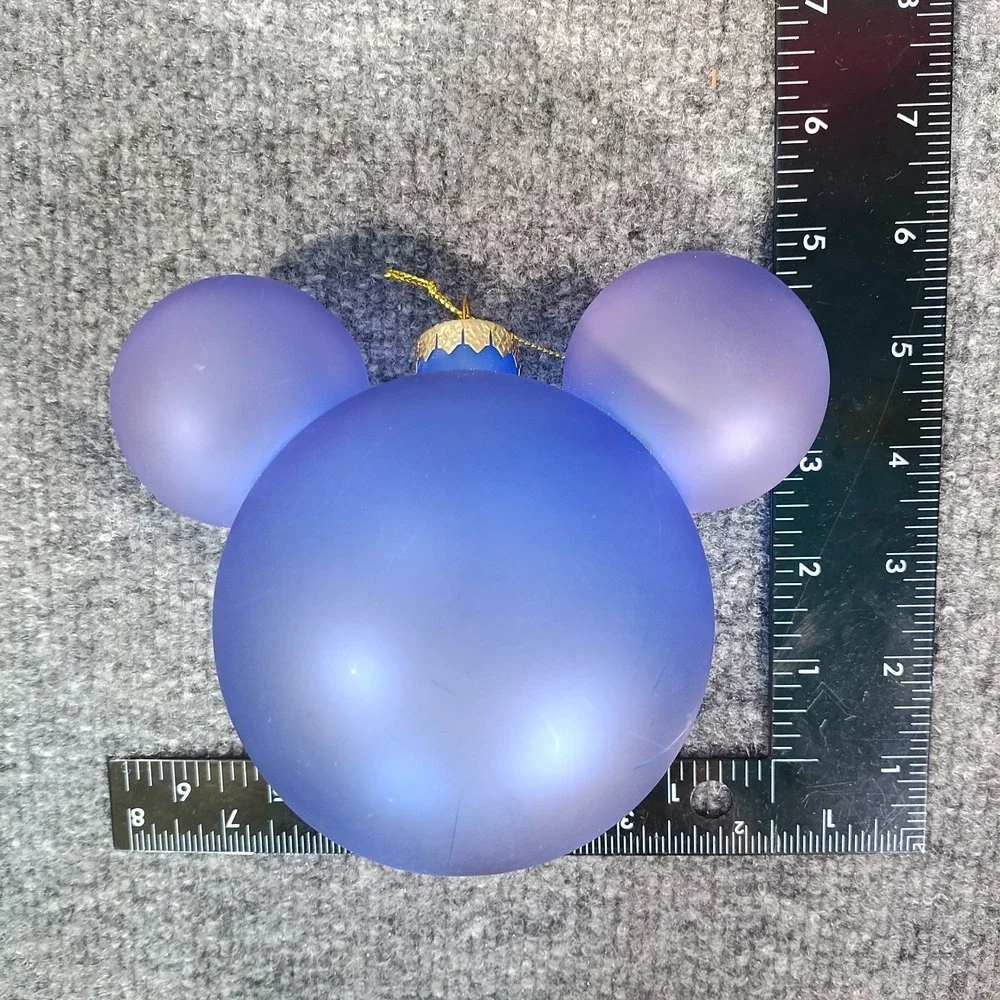 Disney Mickey Mouse Icon Glass Ball Ornament Blue Frosted Matte Holiday Decor